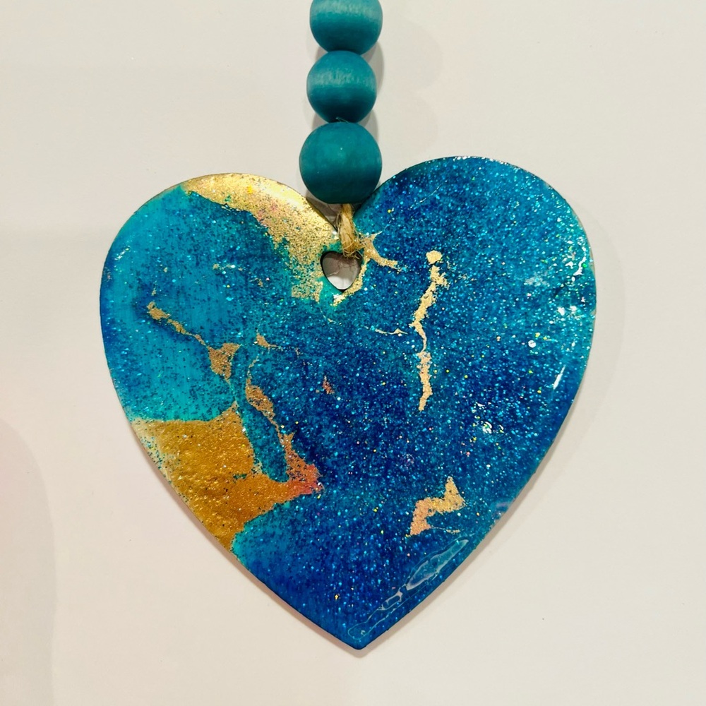 Blue and Gold Heart Ornament